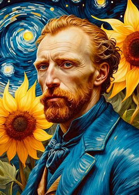 Van Gogh Portrait Sunflowers