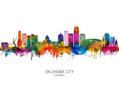 Oklahoma City Skyline Watercolor