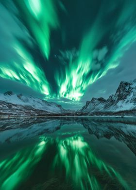 Aurora Borealis Reflection Landscape