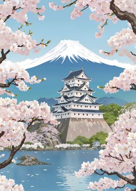 Japanese Castle &amp; Mt. Fuji