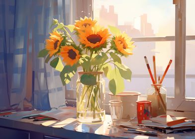 Sunflowers by the Window