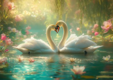 Two Swans in Love