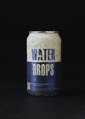 Water Drops Can Mockup