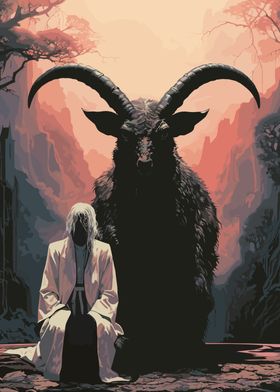 Goat Baphomet and Priest