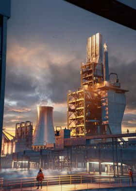 Industrial Complex at Sunset