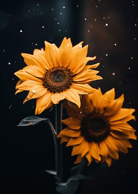 Sunflowers in Rain