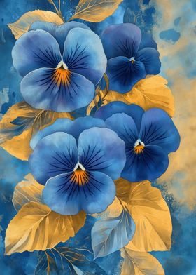 Blue Pansies Watercolor