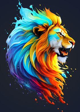 Colorful Lion Portrait