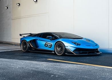 Blue Lamborghini Aventador