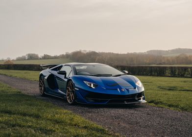 Blue Lamborghini Aventador