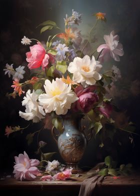 Floral Still Life Painting Vintage