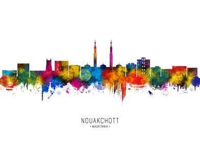 Nouakchott Skyline Watercolor