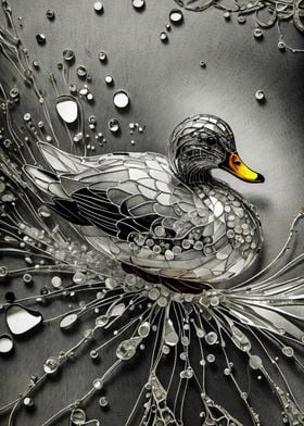 Duck in Water Droplets