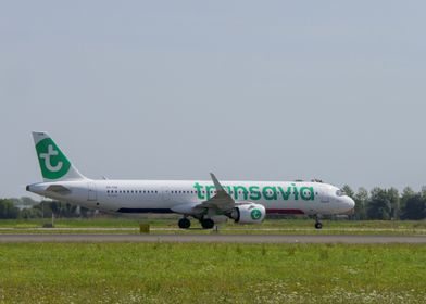 Transavia Airplane on Runway at Schiphol