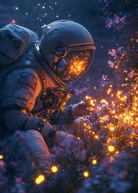 Astronaut in a Field of Lights