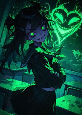 Green-Eyed Anime Girl