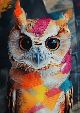 Owl with Colorful Strokes