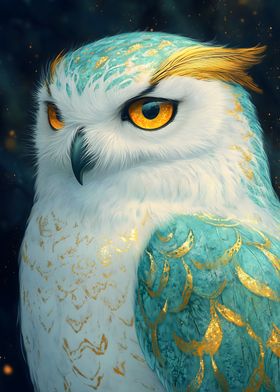 Golden Owl Portrait Animal