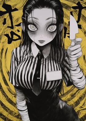 Creepy Anime Girl with Knife