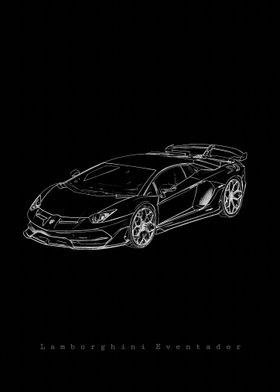 Lamborghini Aventador Line Art