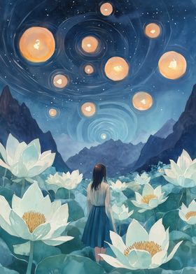 Dreamy Lotus Field