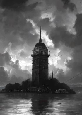 Istanbul Tower at Dusk