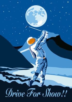 Astronaut Golf Poster