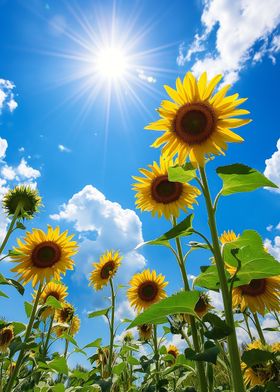 Sunflowers Under Blue Sky