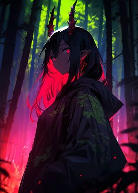 Demon Girl in Forest