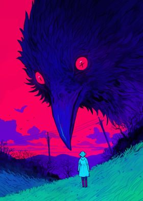 Giant Raven and Girl