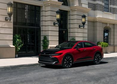 Red Electric Car in City