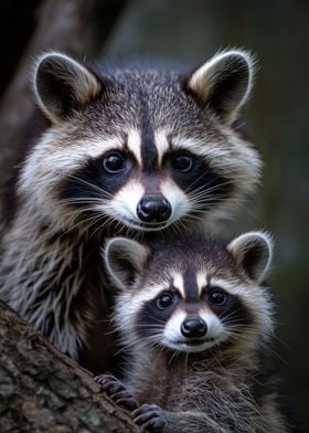 Raccoon Family Portrait