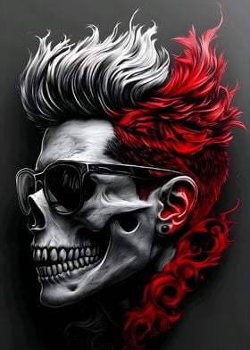 Skull with Red Hair