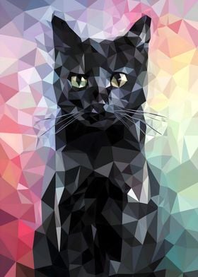 Black Cat in Geometric Art