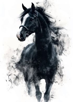 Black Horse Watercolor