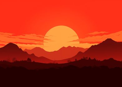 Sunset Mountain Landscape