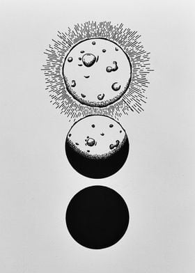 Moon Phases Ink Drawing