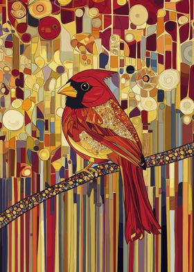 Cardinal Bird Abstract Art