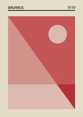 Bauhaus Geometric Art Red 1900s