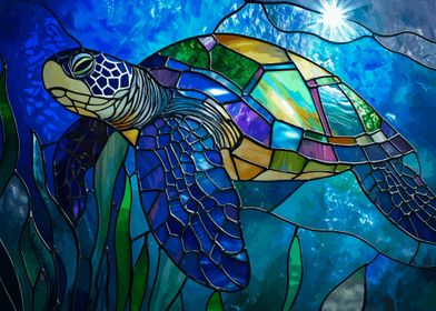 Stained Glass Sea Turtle