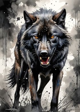 Black Wolf Watercolor