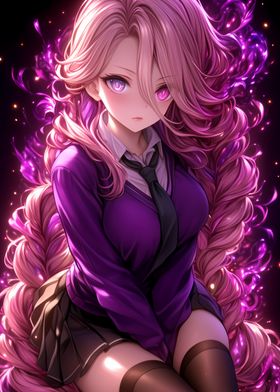 Anime Girl with Purple Hair