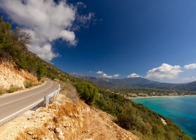 Coastal Road with Mountain and Sea View