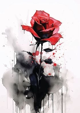 Red Rose Watercolor