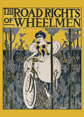 Vintage Cycling Lithograph "Road Rights of Wheelmen" Poster