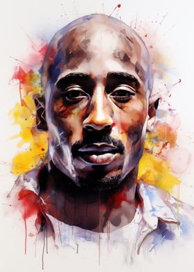 Tupac Shakur Watercolor Portrait