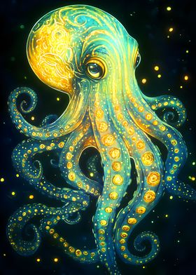 Glowing Octopus Art