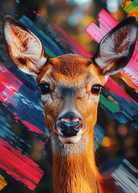 Deer Portrait with Abstract Background