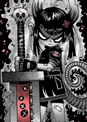 Punk Demon Girl with Sword