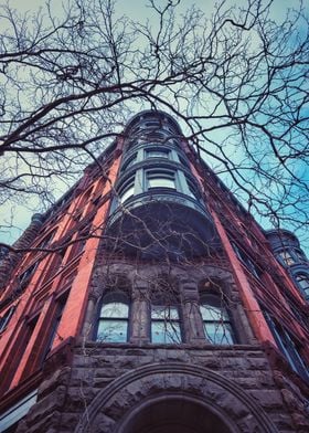 Old Brick Building with Tree